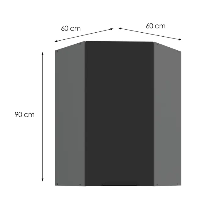 Konyhaszekrény Aria-BL/ANT anti fingerprint 60X60 GN-90 1F (45°)