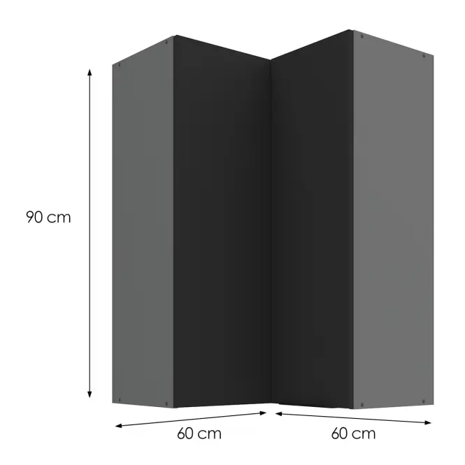 Konyhaszekrény Aria-BL/ANT anti fingerprint 60X60 GN-90 2F (90°)