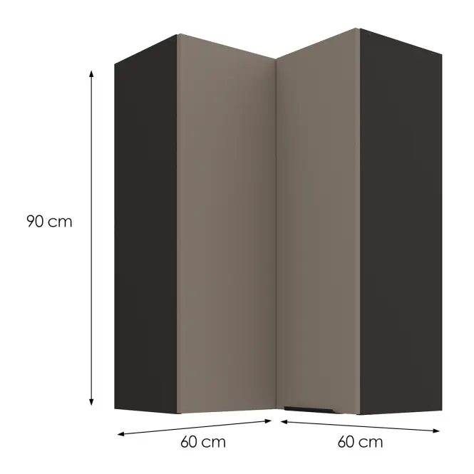Konyhaszekrény Aria-TA/BL anti fingerprint 60X60 GN-90 2F (90°)