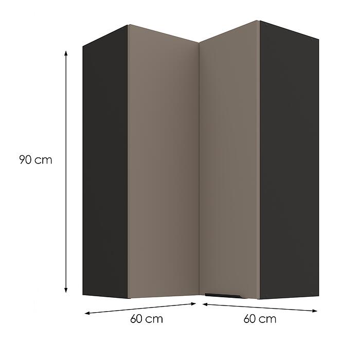 Konyhaszekrény Aria-TA/BL anti fingerprint 60X60 GN-90 2F (90°),3