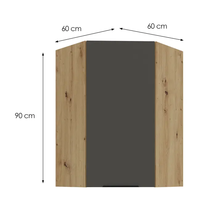 Konyhaszekrény Aria-GR/AR anti fingerprint 60X60 GN-90 1F (45°),3
