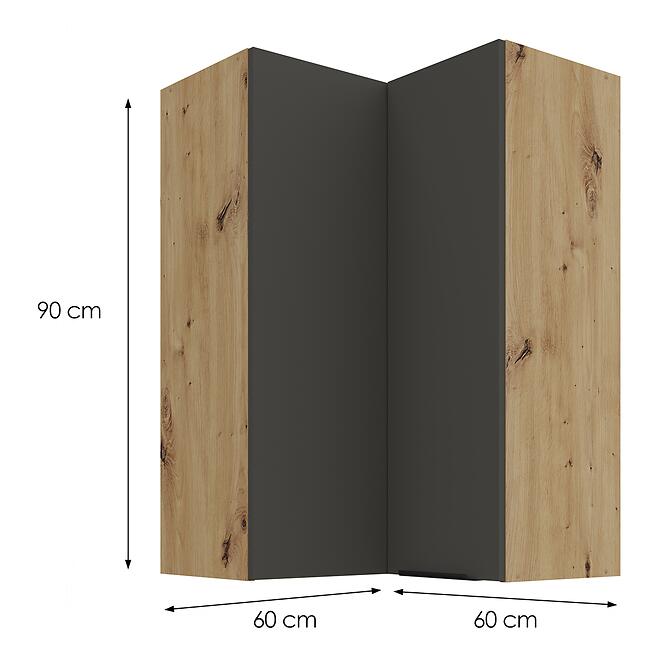Konyhaszekrény Aria-GR/AR anti fingerprint 60X60 GN-90 2F (90°)