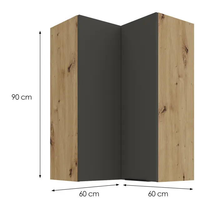Konyhaszekrény Aria-GR/AR anti fingerprint 60X60 GN-90 2F (90°),3