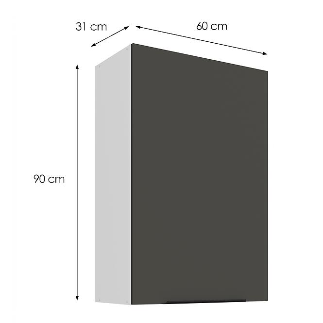 Konyhaszekrény Aria-GR/WH anti fingerprint 60G-90 1F,3
