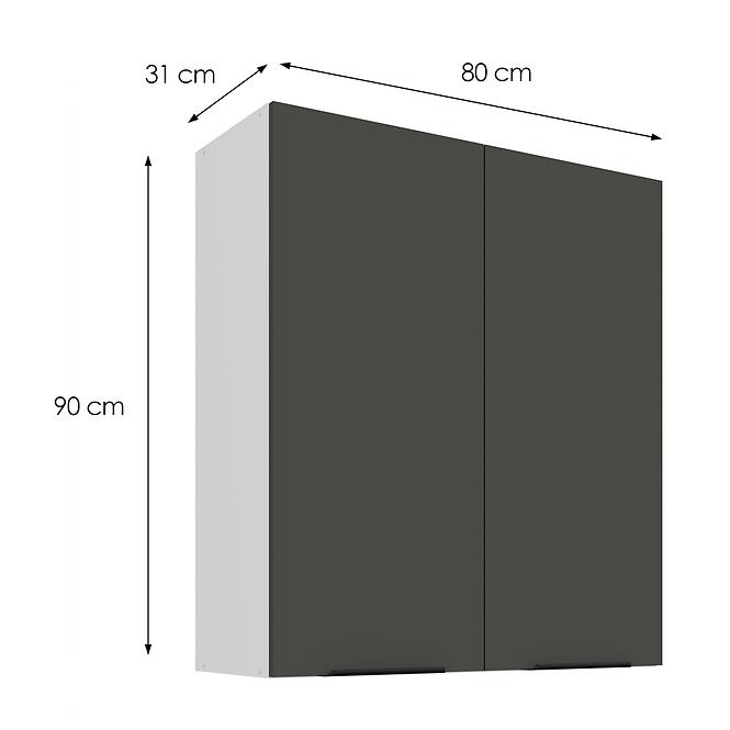 Konyhaszekrény Aria-GR/WH anti fingerprint 80G-90 2F,3