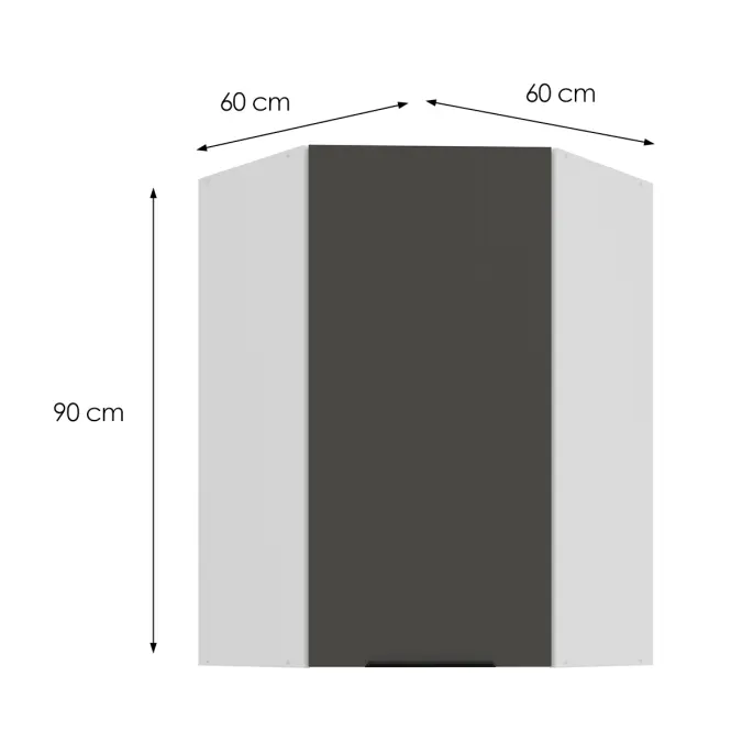 Konyhaszekrény Aria-GR/WH anti fingerprint 60X60 GN-90 1F (45°)