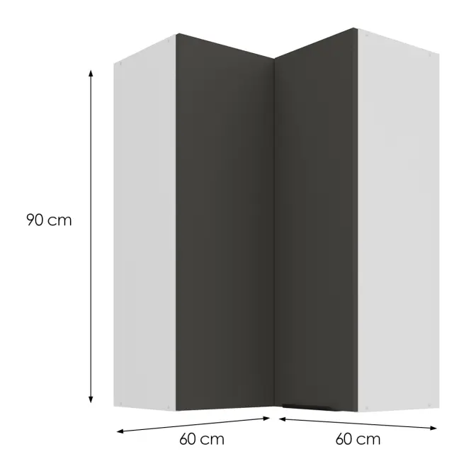 Konyhaszekrény Aria-GR/WH anti fingerprint 60X60 GN-90 2F (90°),3