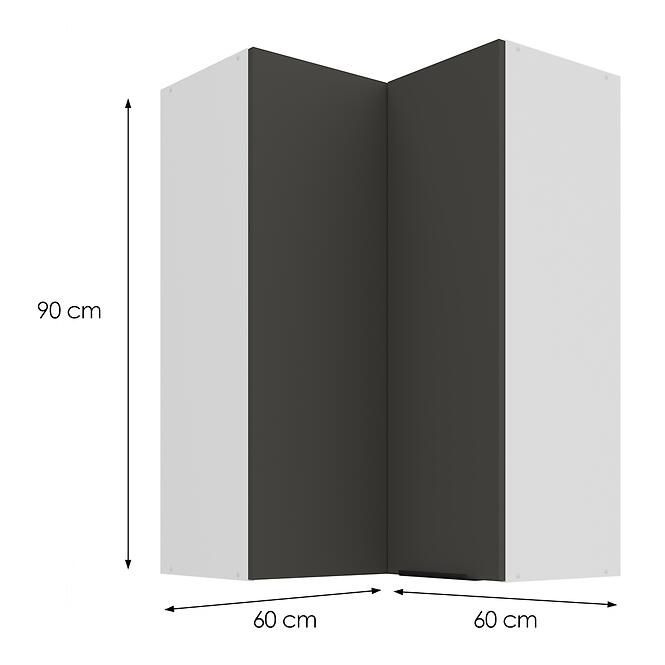 Konyhaszekrény Aria-GR/WH anti fingerprint 60X60 GN-90 2F (90°),3