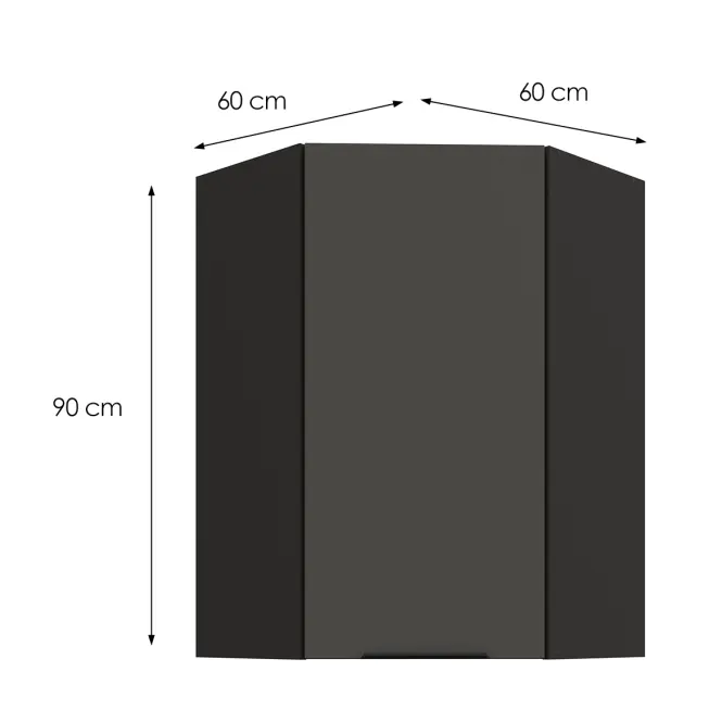 Konyhaszekrény Aria-GR/BL anti fingerprint 60X60 GN-90 1F (45°),3