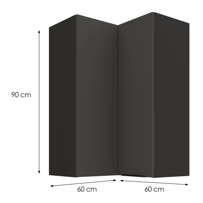 Konyhaszekrény Aria-GR/BL anti fingerprint 60X60 GN-90 2F (90°)
