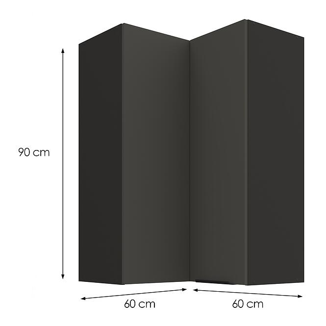 Konyhaszekrény Aria-GR/BL anti fingerprint 60X60 GN-90 2F (90°),3