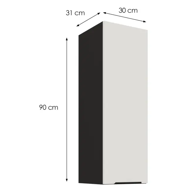 Konyhaszekrény Aria-WH/BL anti fingerprint 30G-90 1F
