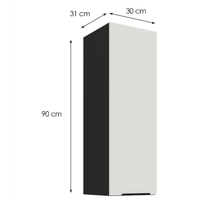 Konyhaszekrény Aria-WH/BL anti fingerprint 30G-90 1F,3
