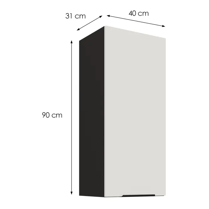 Konyhaszekrény Aria-WH/BL anti fingerprint 40G-90 1F,3