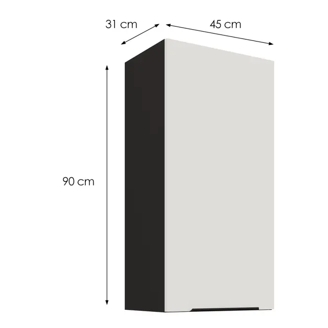 Konyhaszekrény Aria-WH/BL anti fingerprint 45G-90 1F