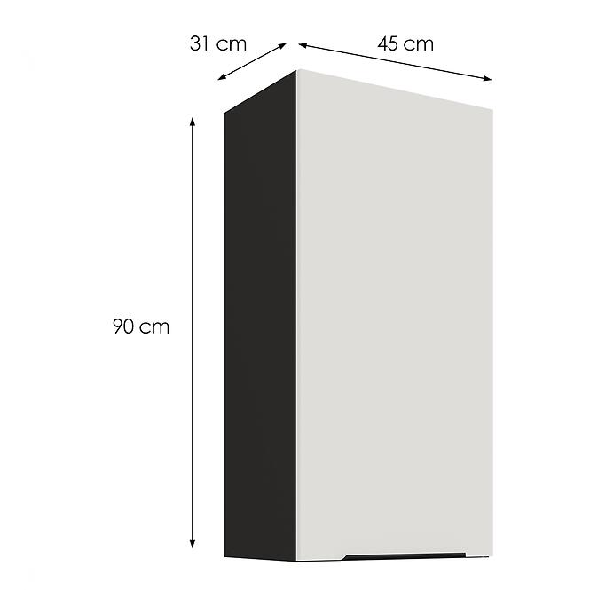 Konyhaszekrény Aria-WH/BL anti fingerprint 45G-90 1F