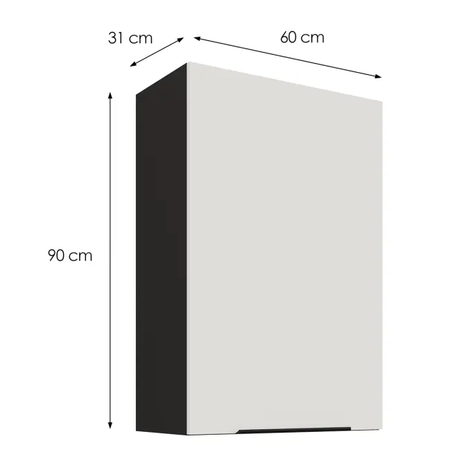 Konyhaszekrény Aria-WH/BL anti fingerprint 60G-90 1F,3