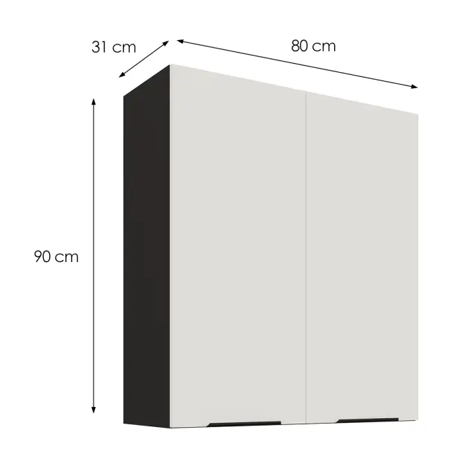 Konyhaszekrény Aria-WH/BL anti fingerprint 80G-90 2F