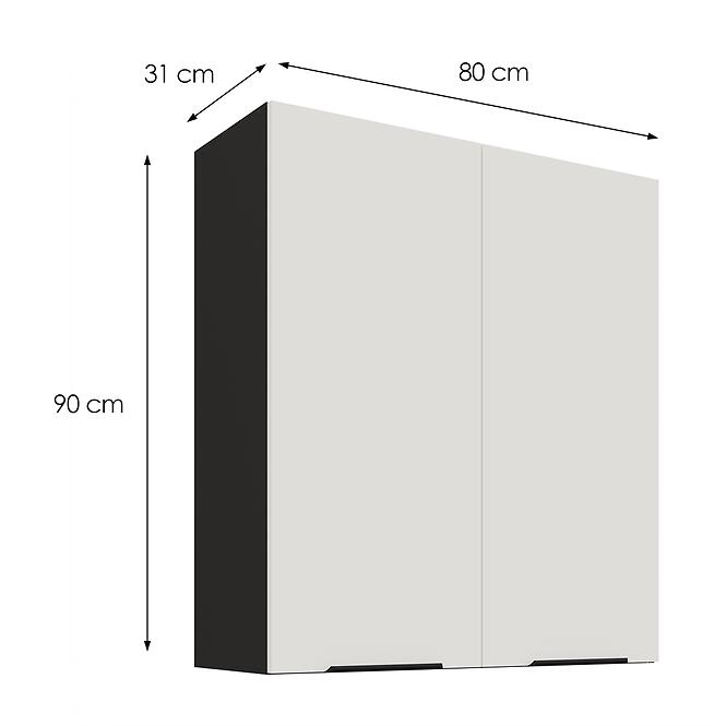 Konyhaszekrény Aria-WH/BL anti fingerprint 80G-90 2F,3