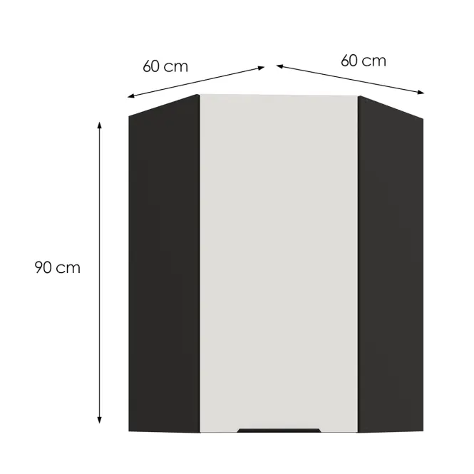 Konyhaszekrény Aria-WH/BL anti fingerprint 60X60 GN-90 1F (45°),3