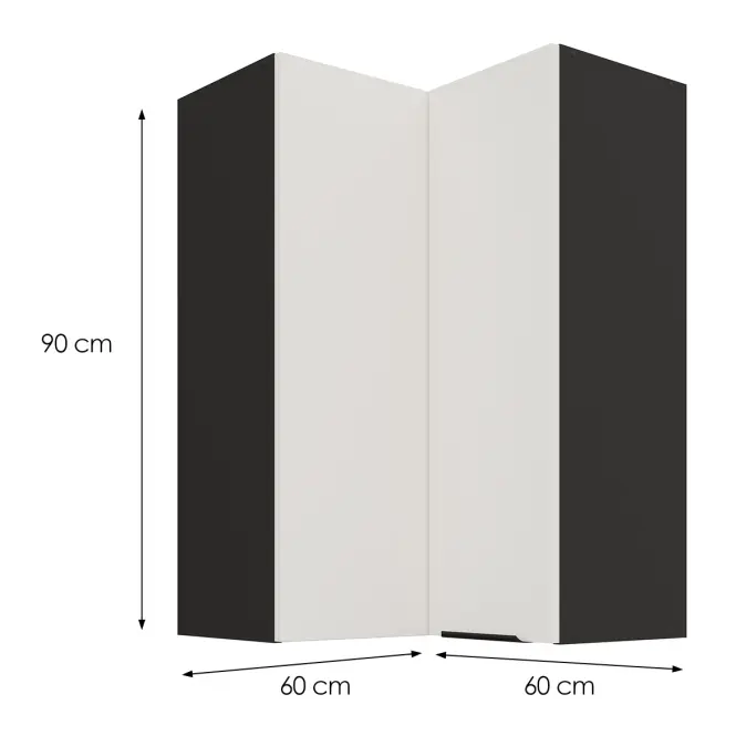 Konyhaszekrény Aria-WH/BL anti fingerprint 60X60 GN-90 2F (90°)