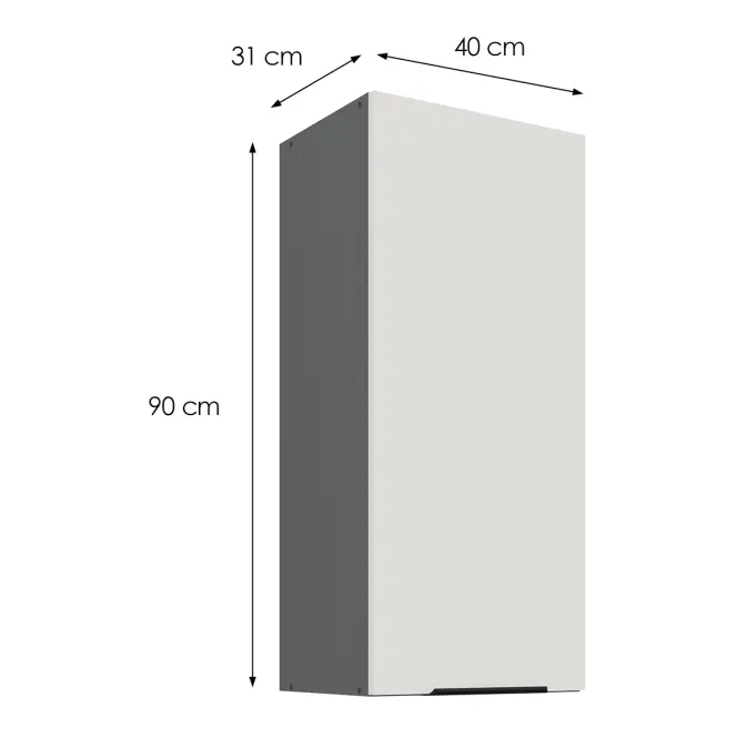 Konyhaszekrény Aria-WH/ANT anti fingerprint 40G-90 1F,3