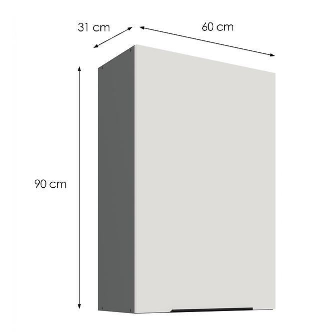 Konyhaszekrény Aria-WH/ANT anti fingerprint 60G-90 1F,3