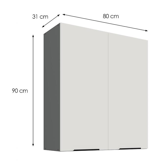 Konyhaszekrény Aria-WH/ANT anti fingerprint 80G-90 2F,3