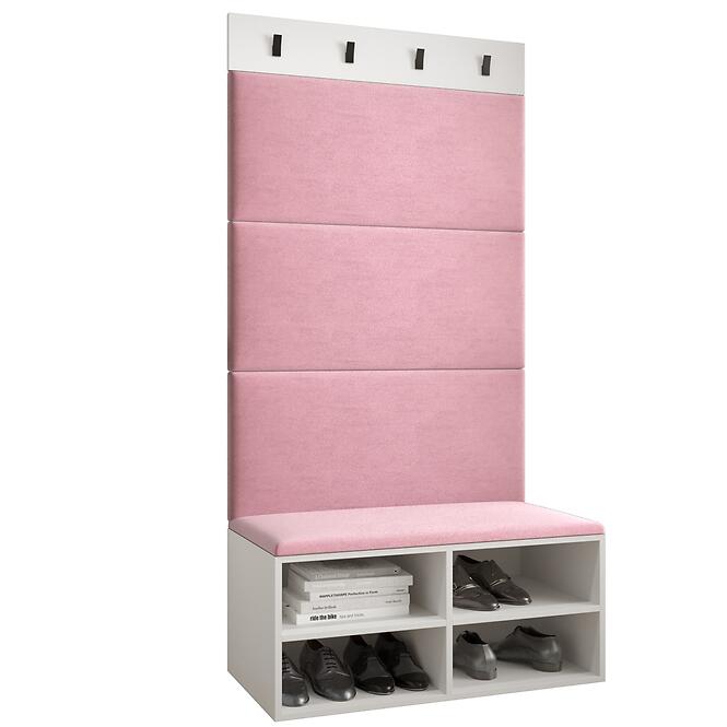 Előszobafal Miro fehér/fekete panel rózsaszín