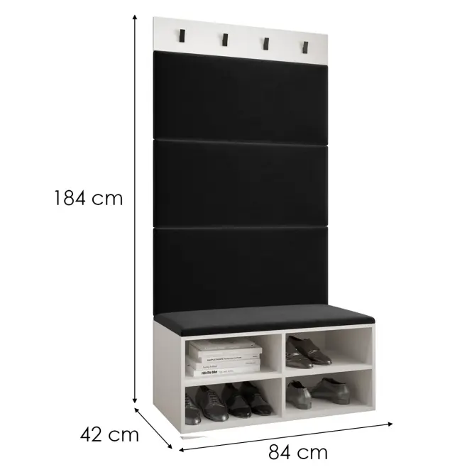 Előszobafal Miro fehér panel fekete,2