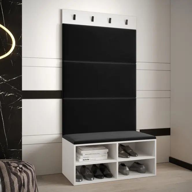 Előszobafal Miro fehér panel fekete