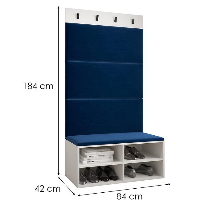 Előszobafal Miro fehér panel kék