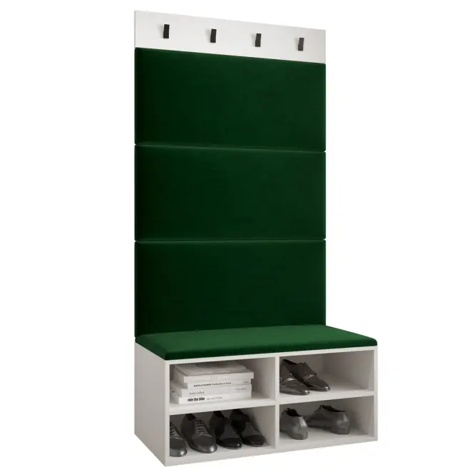 Előszobafal Miro fehér panel zöld