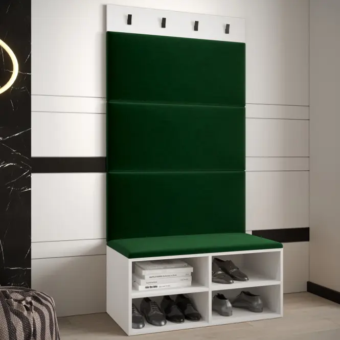 Előszobafal Miro fehér panel zöld,3