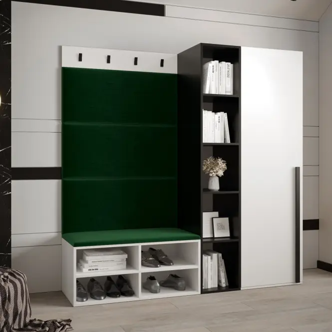 Előszobafal Miro fehér panel zöld,4
