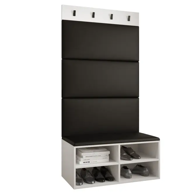 Előszobafal Miro fehér panel fekete eco