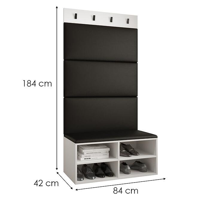 Előszobafal Miro fehér panel fekete eco