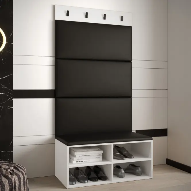 Előszobafal Miro fehér panel fekete eco