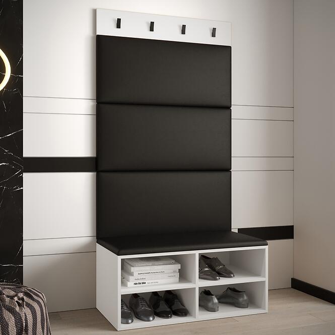 Előszobafal Miro fehér panel fekete eco