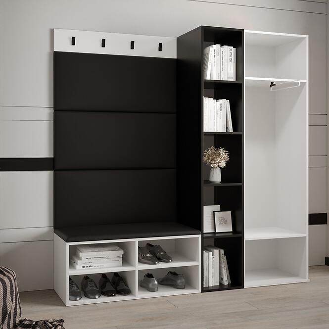 Előszobafal Miro fehér panel fekete eco
