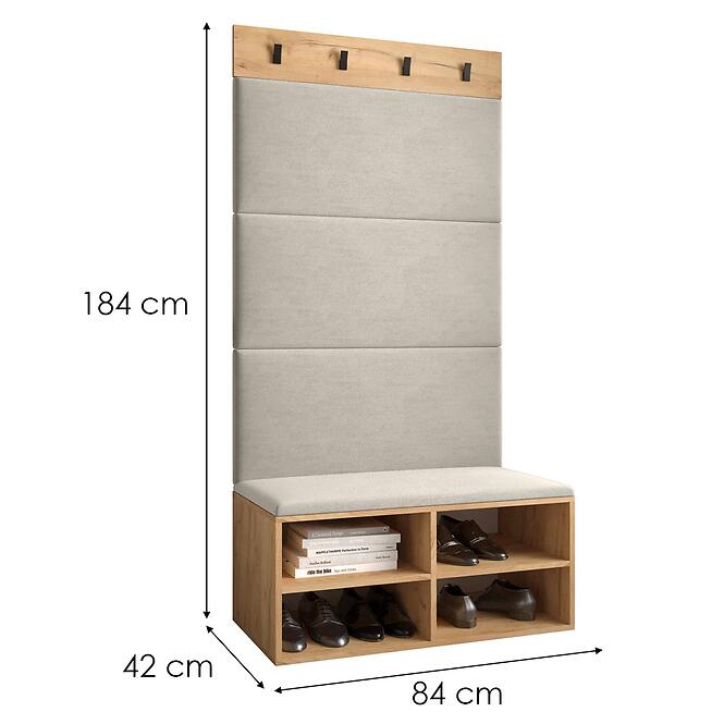 Előszobafal Miro tölgy craft panel bézs