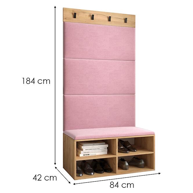 Előszobafal Miro tölgy craft panel rózsaszín
