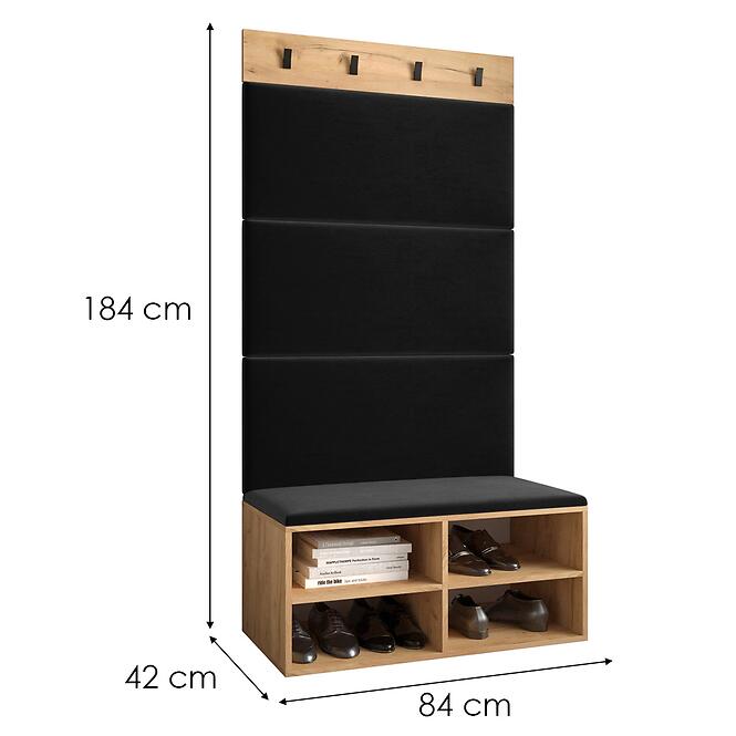 Előszobafal Miro tölgy craft panel fekete