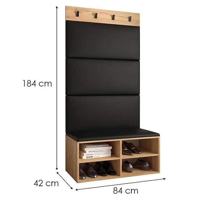 Előszobafal Miro tölgy craft panel fekete eco,2