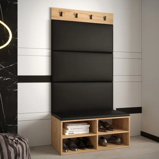 Előszobafal Miro tölgy craft panel fekete eco