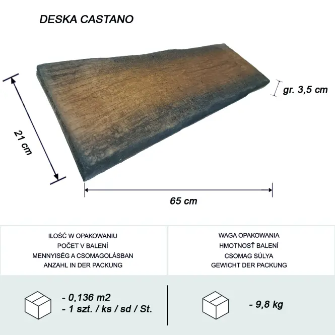 Beton lemez Castano 65x21x3,5 cm,3