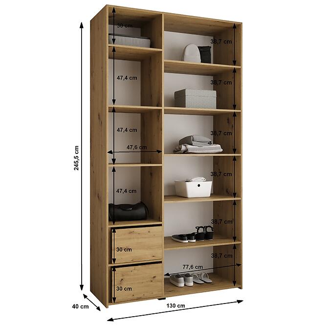 Szekrény Como 2-130 (40) kasmír/fekete