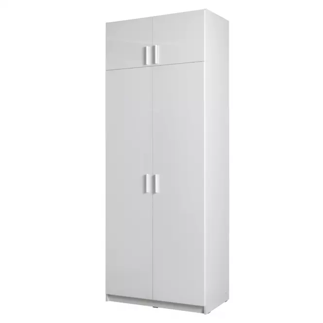 Szekrény Snow 02A  91 cm fényes fehér/alpesi fehér  felső szekrény dupla ajtós