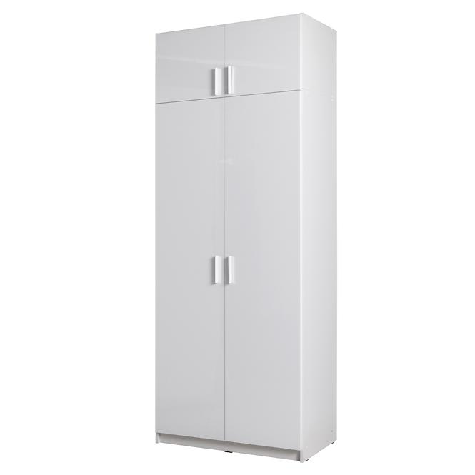 Szekrény Snow 02A  91 cm fényes fehér/alpesi fehér  felső szekrény dupla ajtós,5