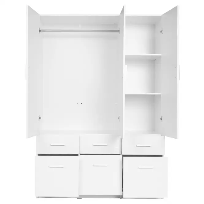 Szekrény Snow 04 136 cm fényes fehér/alpesi fehér